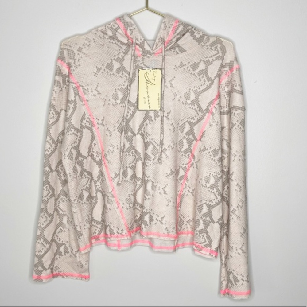 Vintage Havana Tan Snake Print Pullover Hooded Top